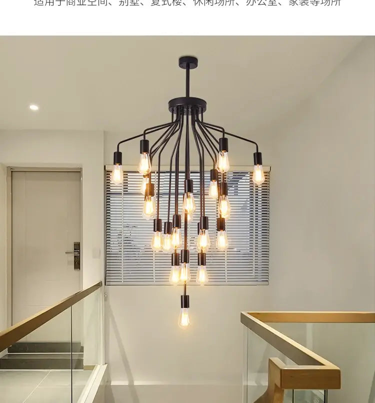Harper Long Chandelier - American Duplex Floor Lighting for