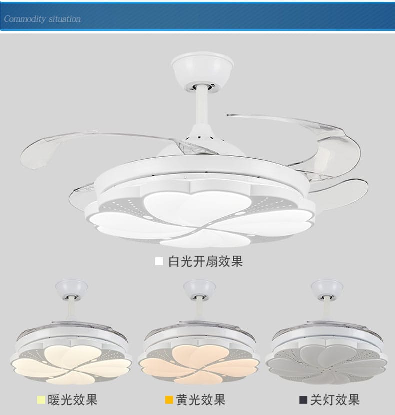 Modern LED Ceiling Fan with Remote - Features Three-Color