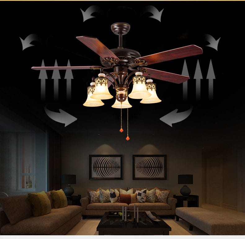 American Ceiling Fan Lamp - European Retro Style, Ideal for