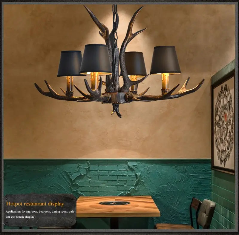 American Country Retro style Antler 2 Tier Chandelier Lamp