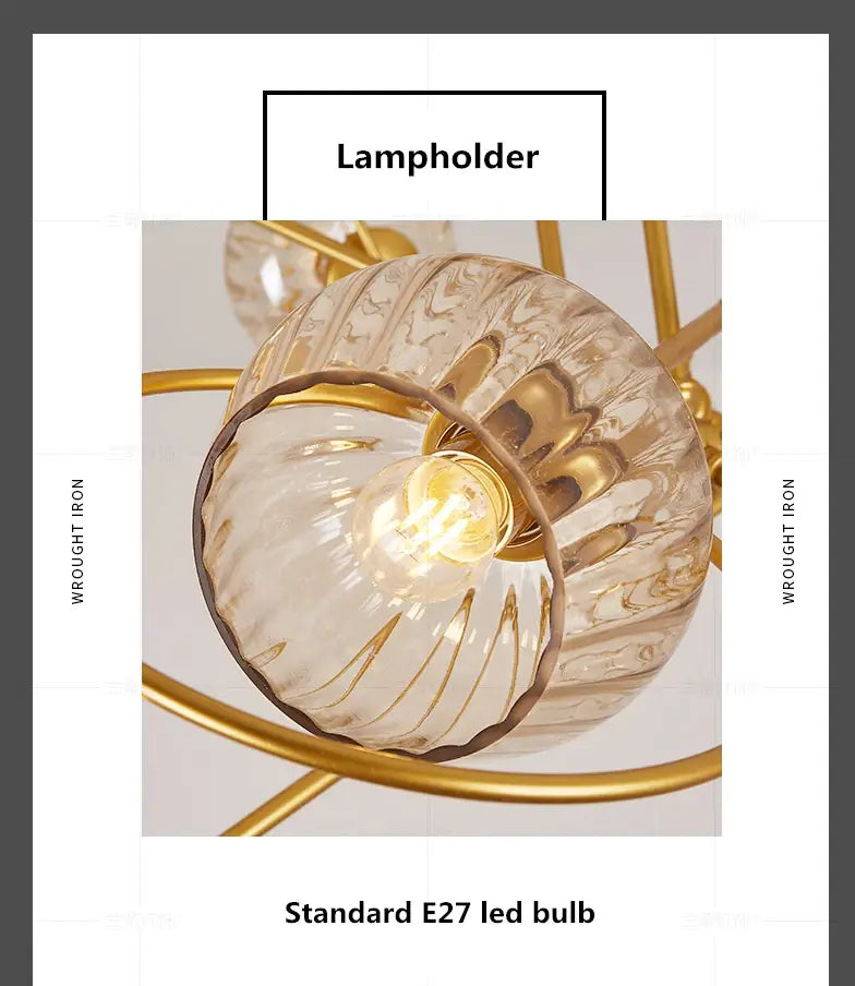 Paris - Nordic Lustre Gold Metal LED Chandelier: Elegant