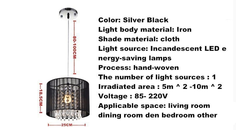 Modern Black Silver Brushed chandelier led lamps LED Crystal
