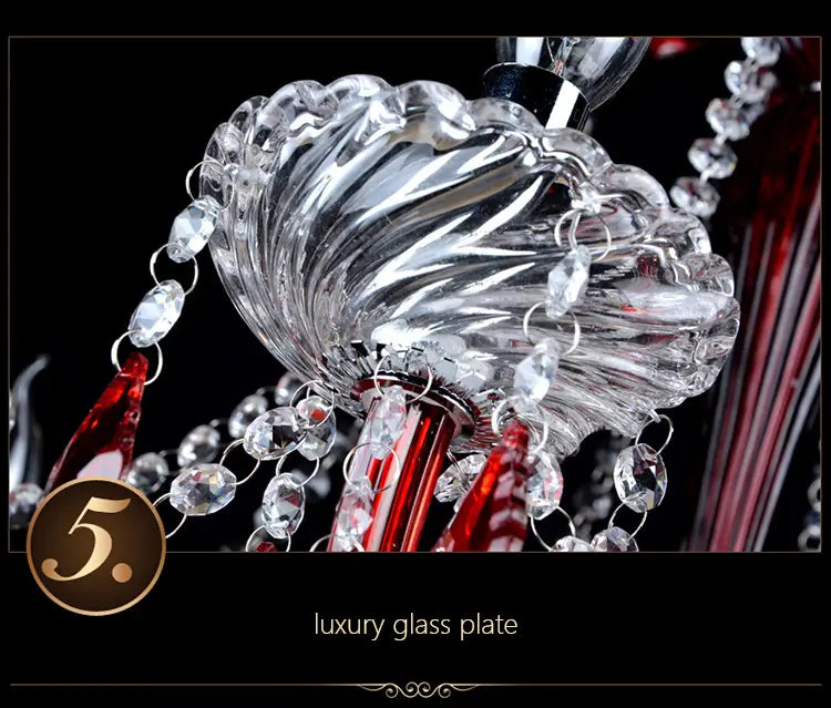 Crimson Luminary: Red K9 Crystal Chandelier - A Luxury