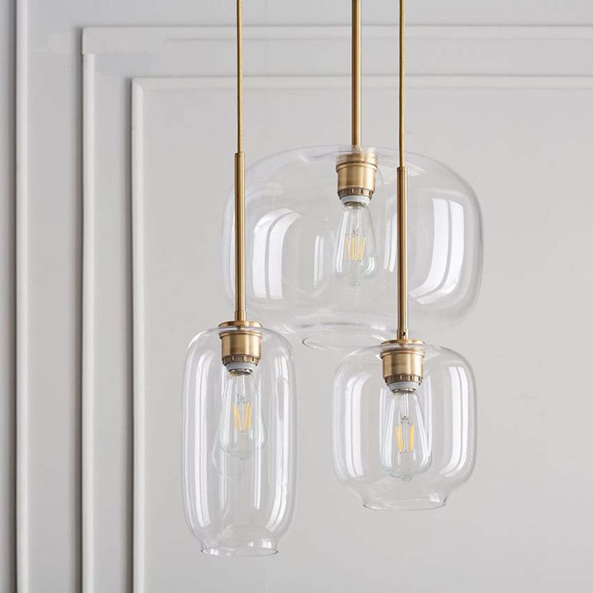 Nordic glass suspension luminaire clear Cognac nordic