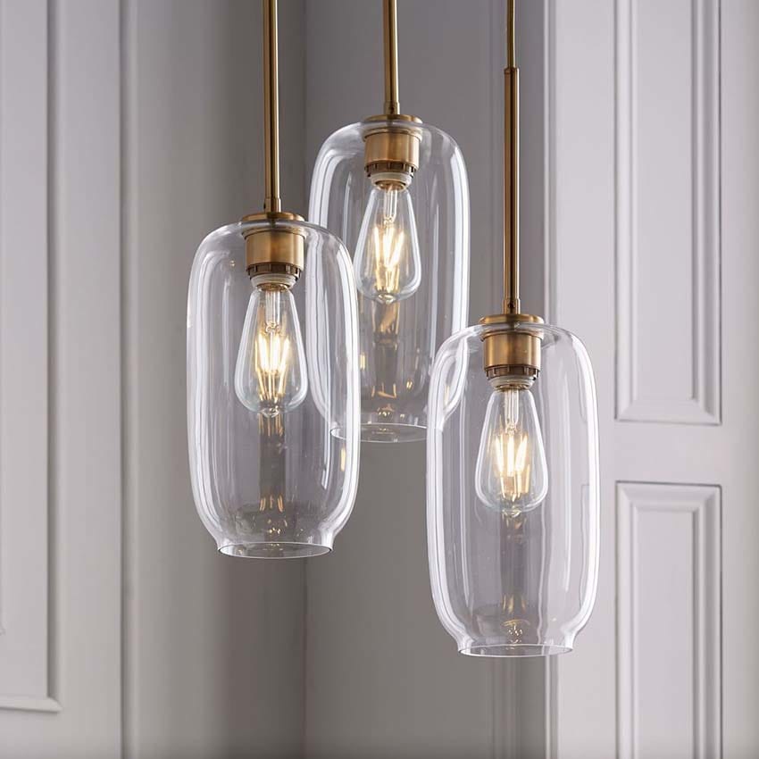 Nordic glass suspension luminaire clear Cognac nordic