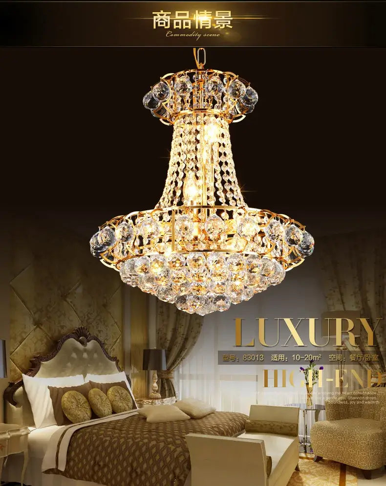 Luxury Gold Crystal Chandelier Lighting Dining Room Ceiling