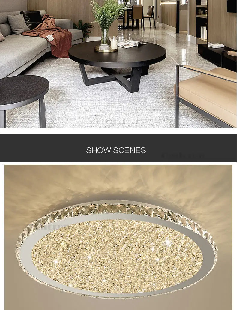 Modern Stainless Steel Ceiling Lamp American Luxury Crystal