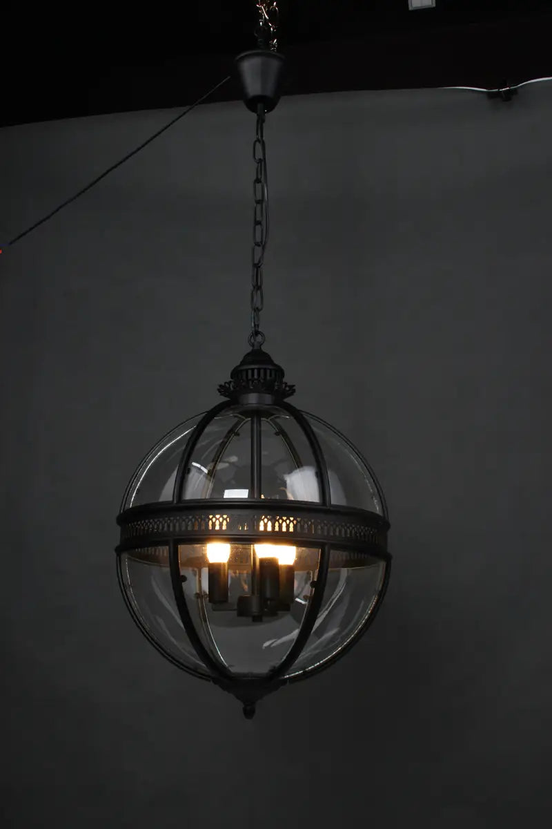 Vintage Loft Globe Pendant Lights Wrought Iron Glass Shade