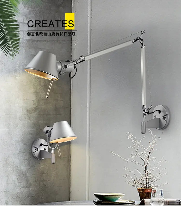 American Industrial Wall Light Black Silver E27 Rotatable