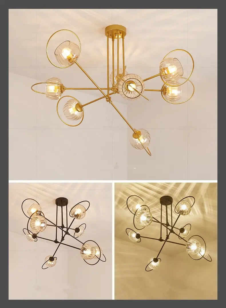 Paris - Nordic Lustre Gold Metal LED Chandelier: Elegant