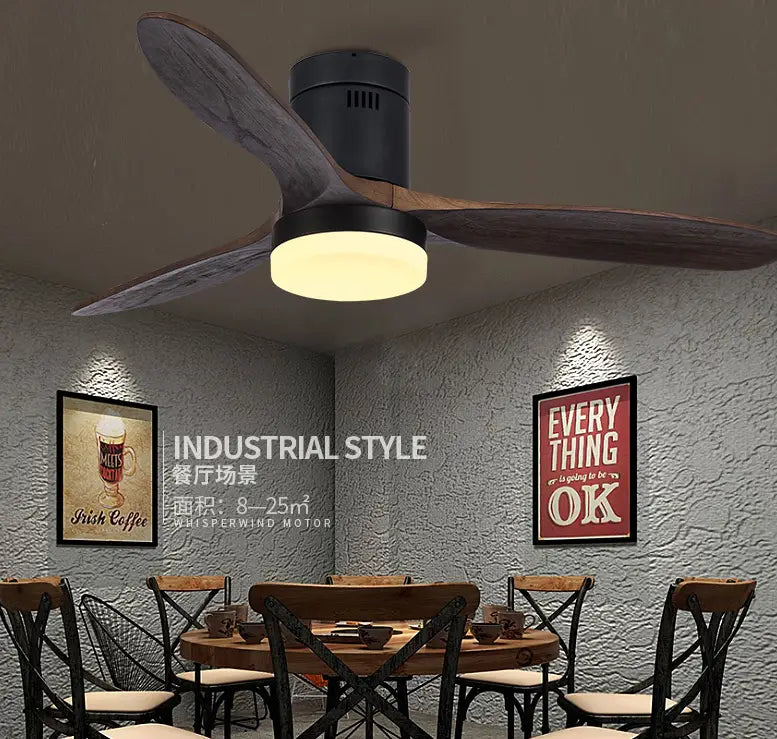 Luxury Wooden Pendant Fan - 42/52-Inch Vintage Ceiling Fan