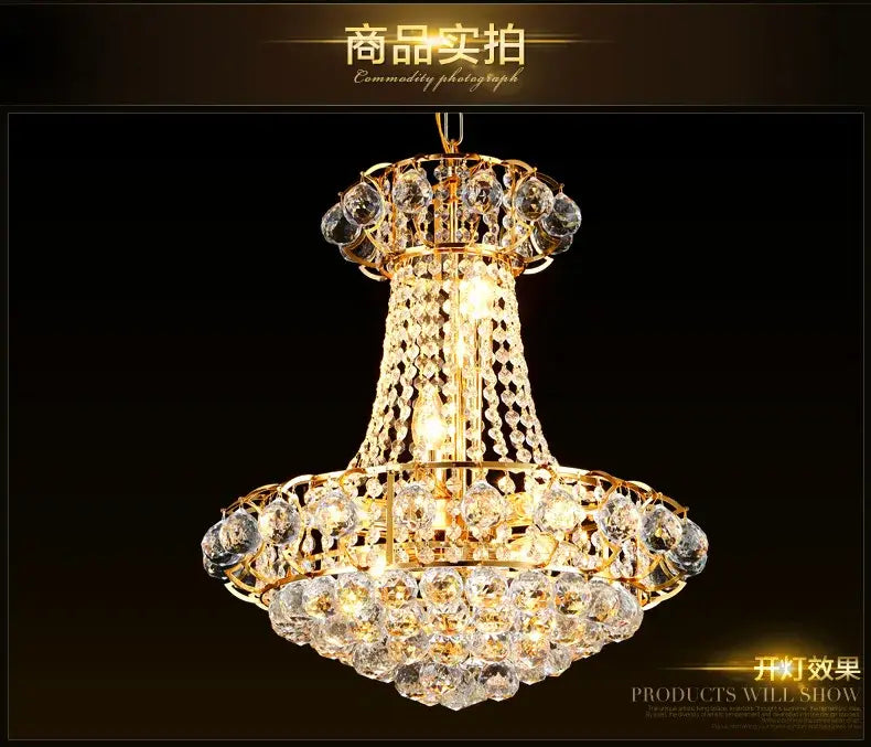 Luxury Gold Crystal Chandelier Lighting Dining Room Ceiling