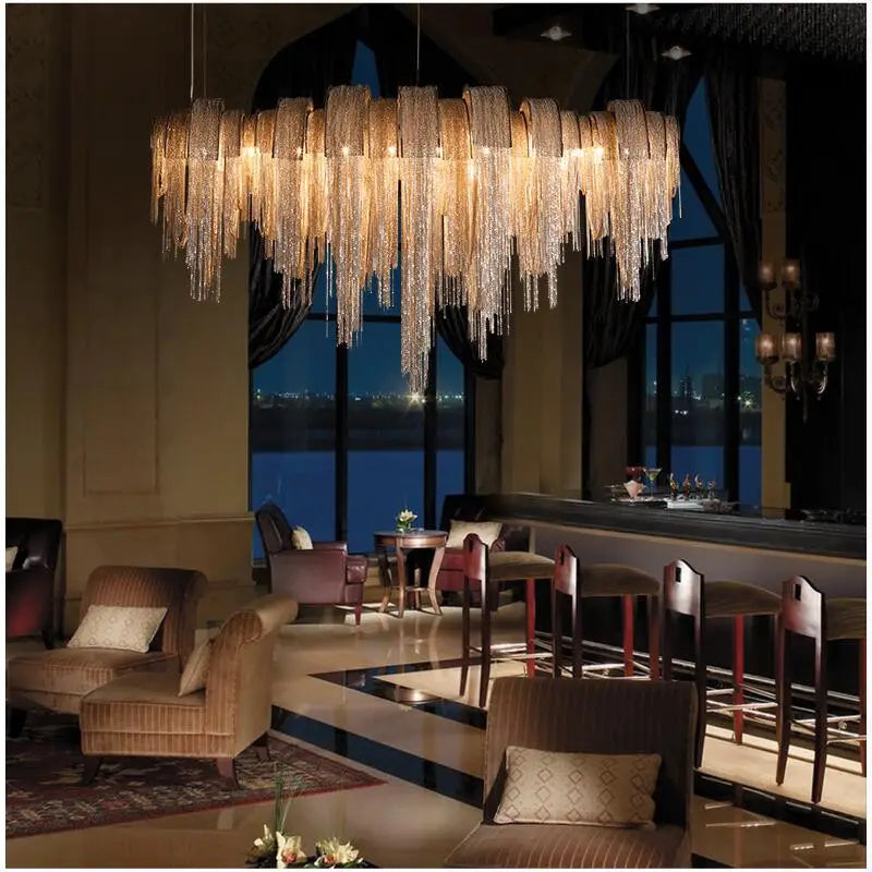Luxury Tassel Chandelier in gold/silver living room