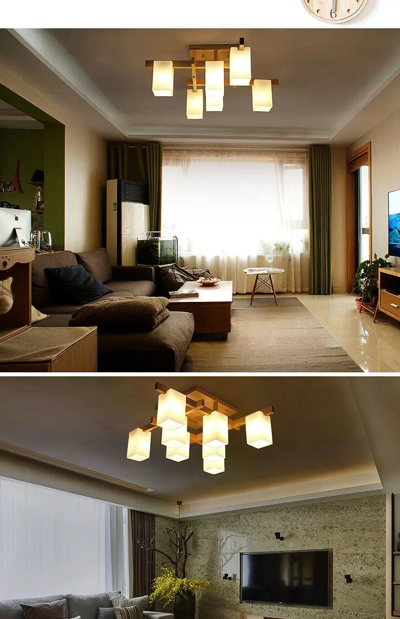Nordic minimalist creative led wood style living room