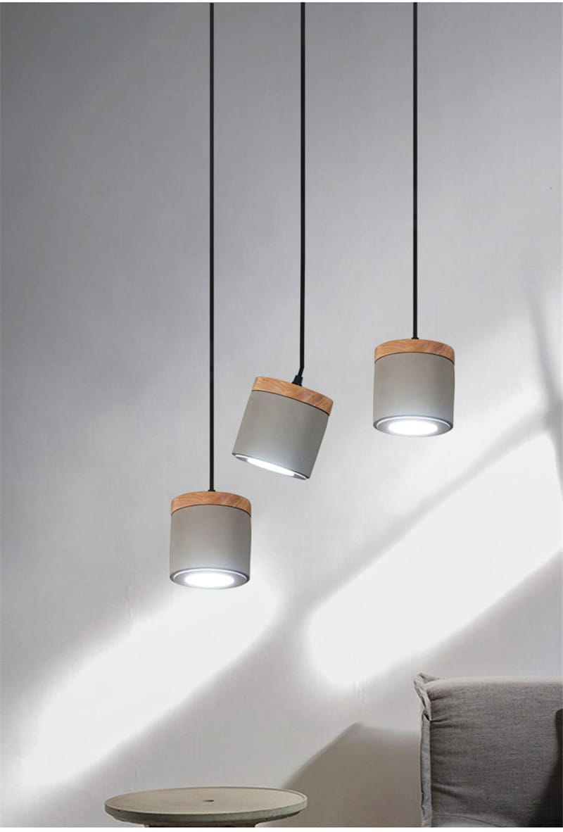 Nordic Cement Wood Pendant Lights Led Hanging Lamp for