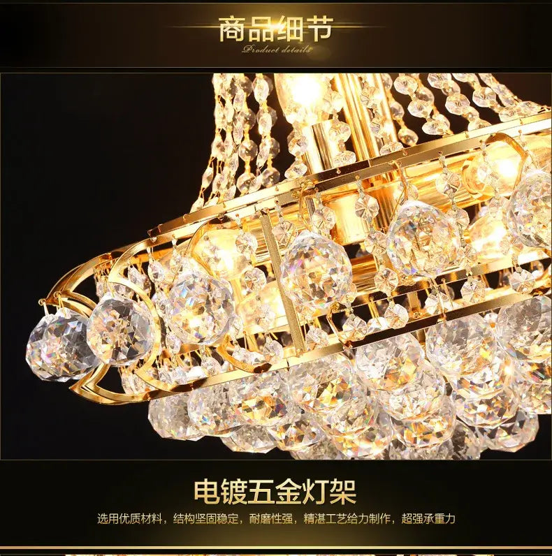 Luxury Gold Crystal Chandelier Lighting Dining Room Ceiling