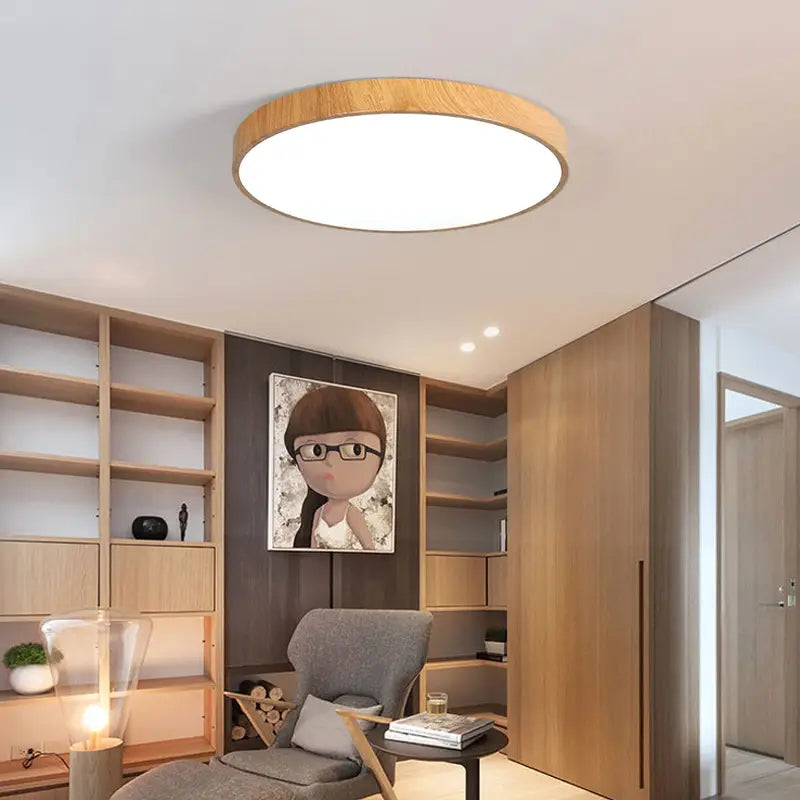 Ultra-thin wood grain LED Ceiling Light Modern Lamp Living