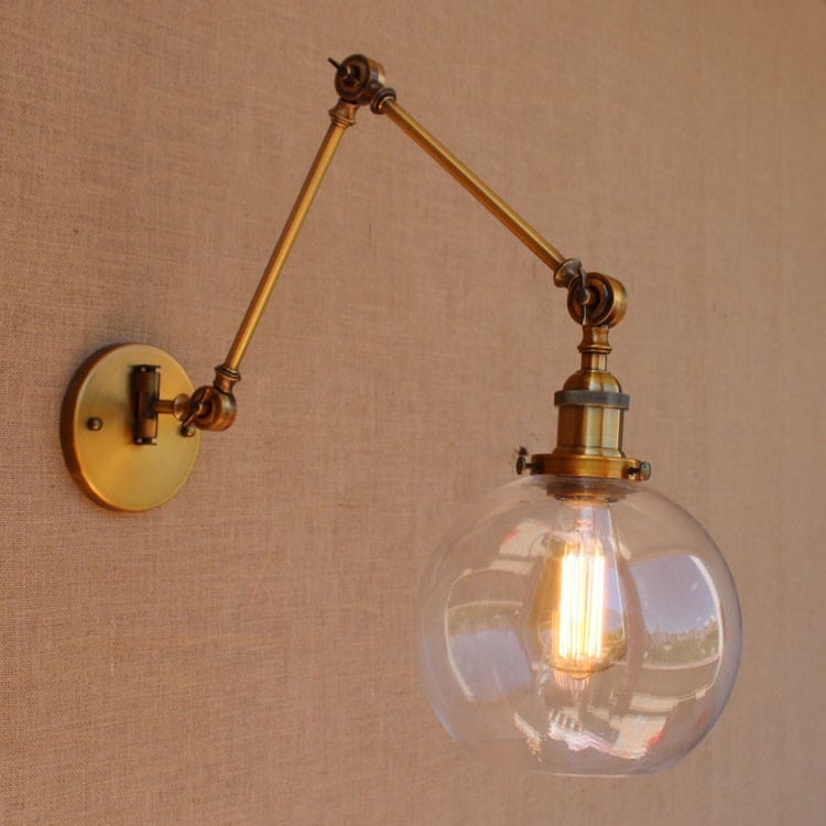 Brass Glass Ball Vintage Wall Lights Fixtures Edison Swing