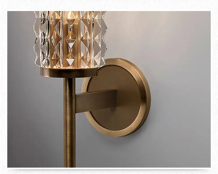 Postmodern copper wall lamp luxury crystal living room