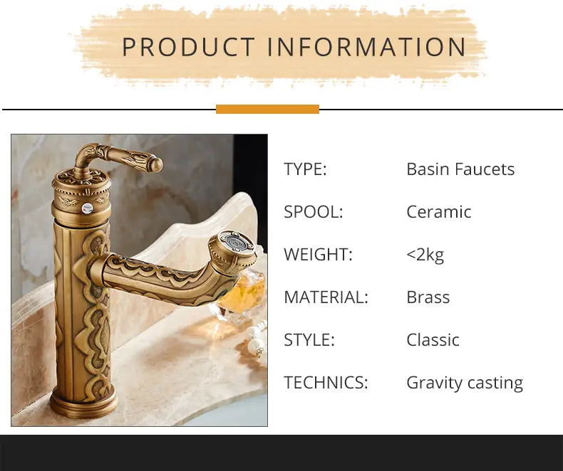 Basin Faucets Solid Brass Vintage Antique Bathroom Faucet