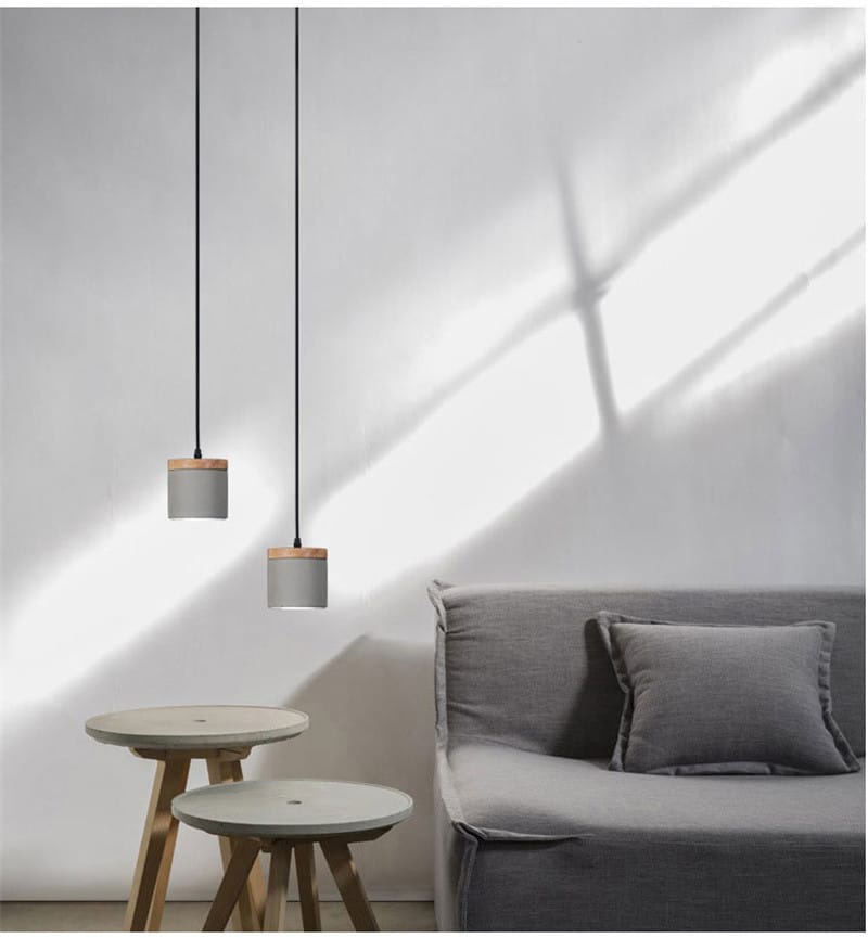 Nordic Cement Wood Pendant Lights Led Hanging Lamp for