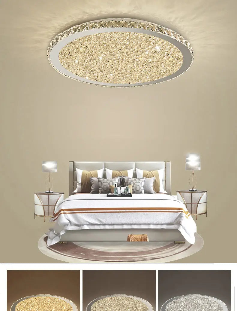 Modern Stainless Steel Ceiling Lamp American Luxury Crystal