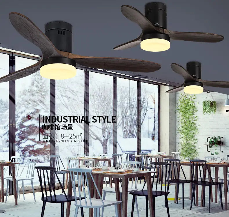 Luxury Wooden Pendant Fan - 42/52-Inch Vintage Ceiling Fan