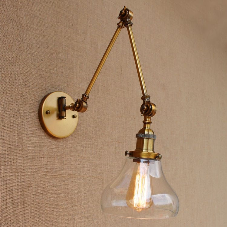 Brass Glass Ball Vintage Wall Lights Fixtures Edison Swing