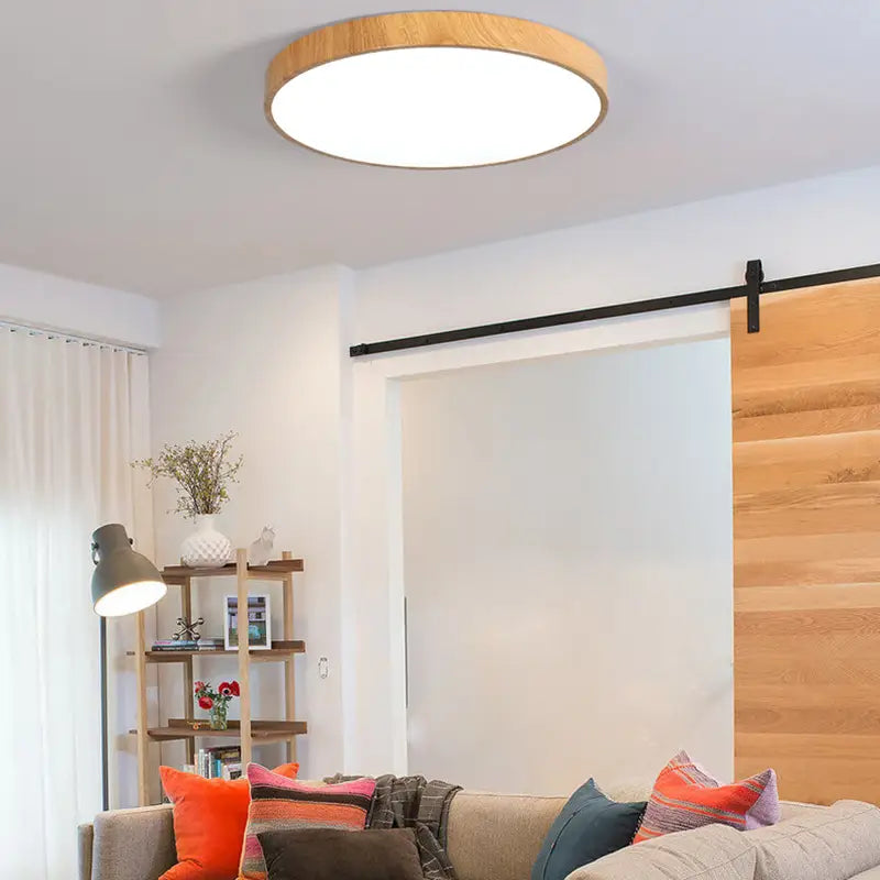 Ultra-thin wood grain LED Ceiling Light Modern Lamp Living