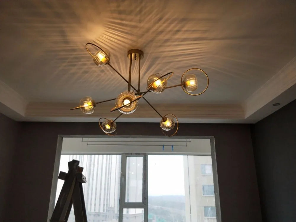 Paris - Nordic Lustre Gold Metal LED Chandelier: Elegant