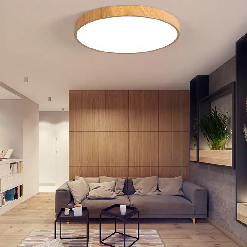 Ultra-thin wood grain LED Ceiling Light Modern Lamp Living