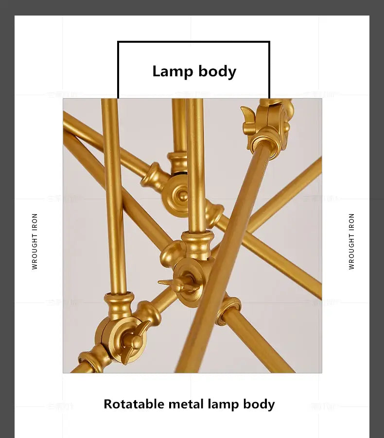 Paris - Nordic Lustre Gold Metal LED Chandelier: Elegant