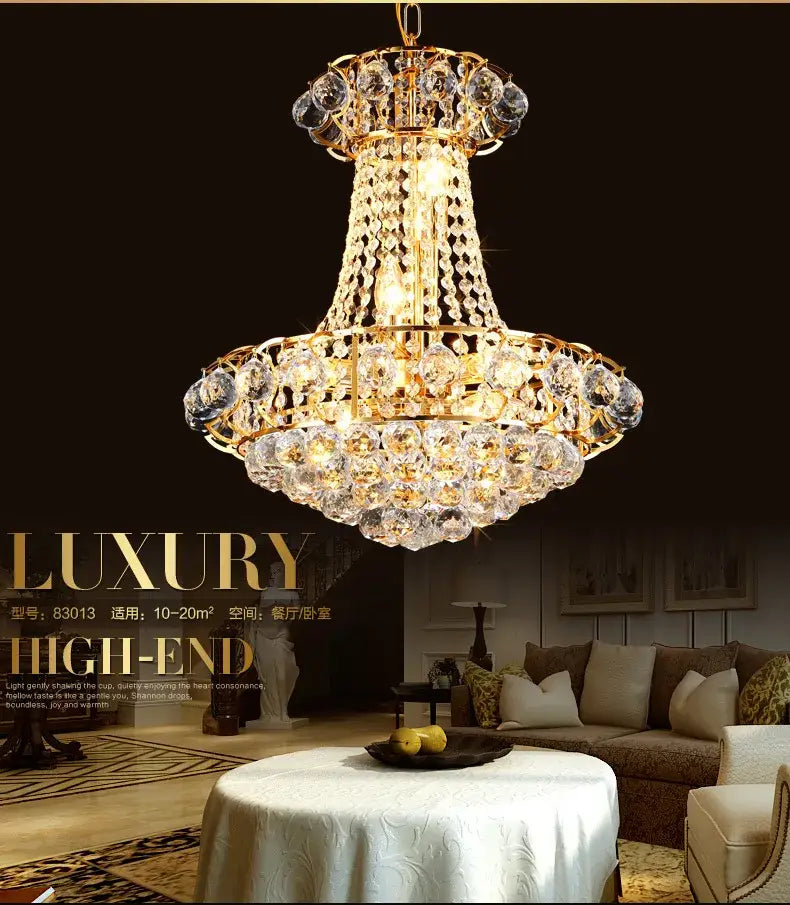 Luxury Gold Crystal Chandelier Lighting Dining Room Ceiling