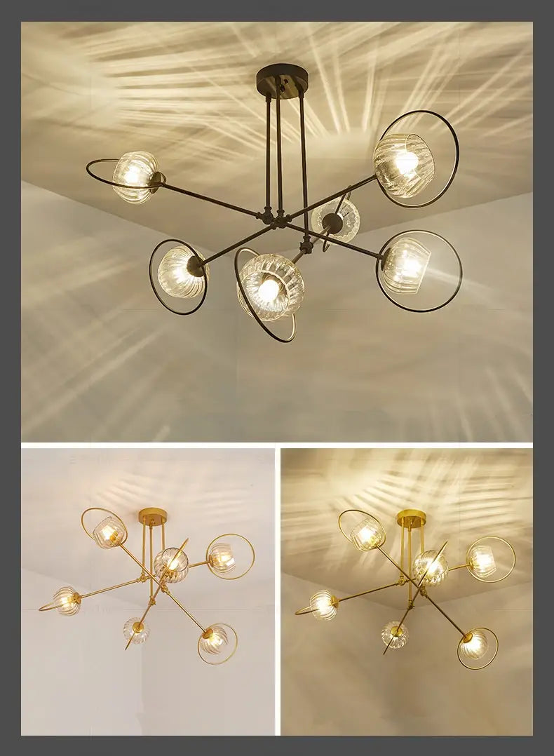 Paris - Nordic Lustre Gold Metal LED Chandelier: Elegant