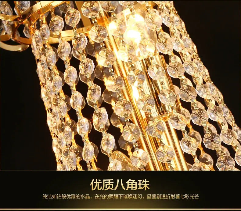 Luxury Gold Crystal Chandelier Lighting Dining Room Ceiling