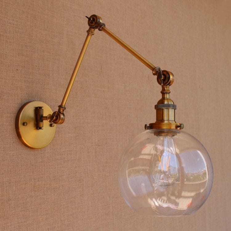 Brass Glass Ball Vintage Wall Lights Fixtures Edison Swing