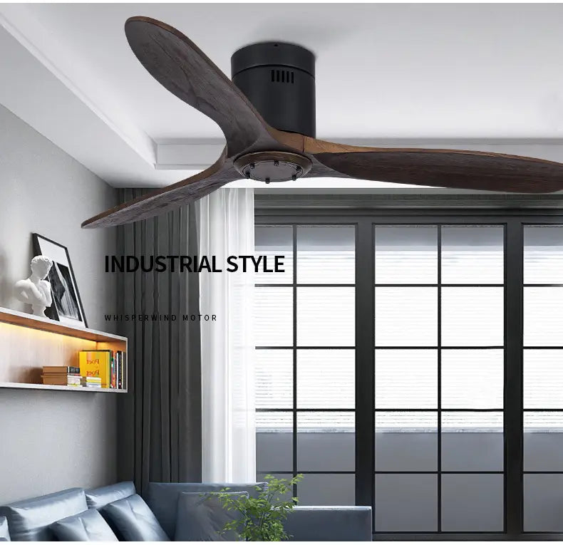 Luxury Wooden Pendant Fan - 42/52-Inch Vintage Ceiling Fan