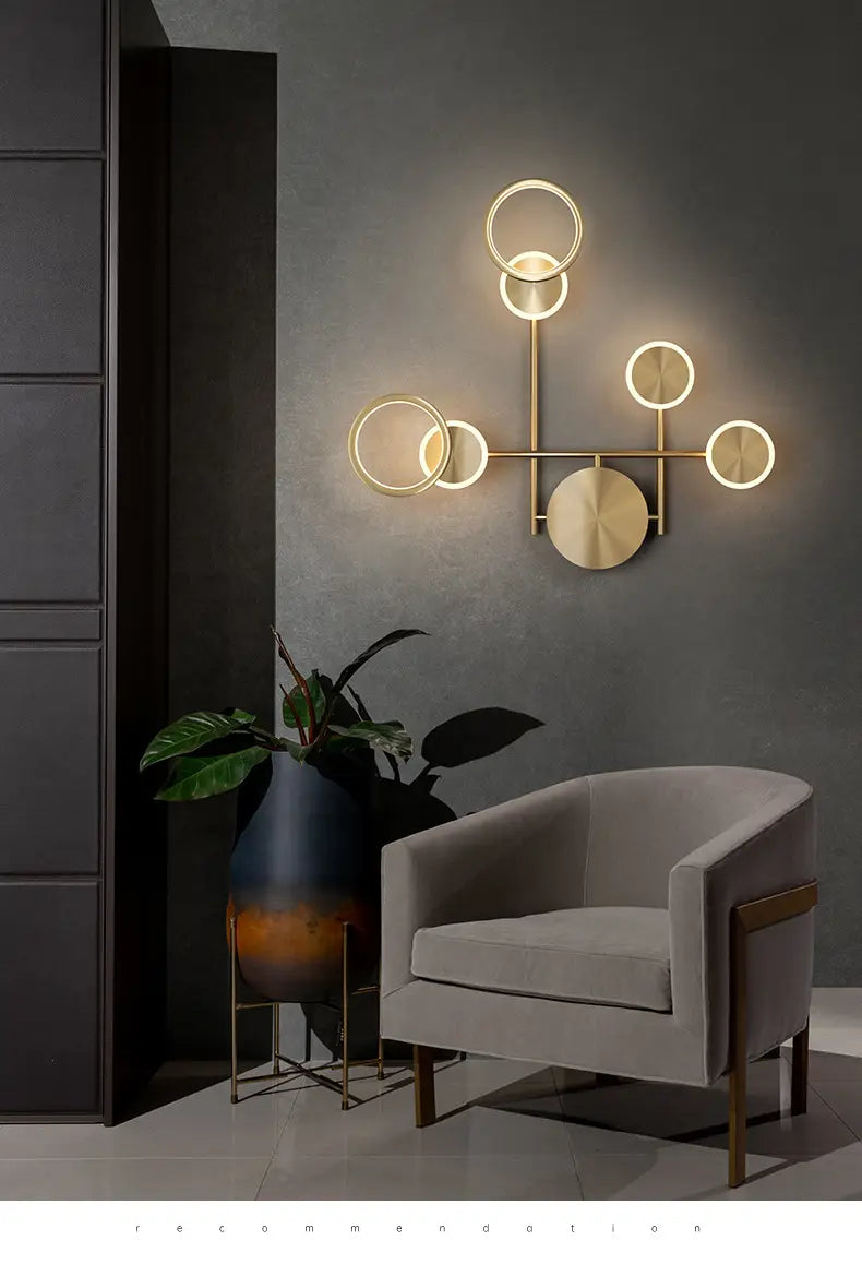 Nordic Minimalist Copper Led Wall Lamp Light Luxury Aisle