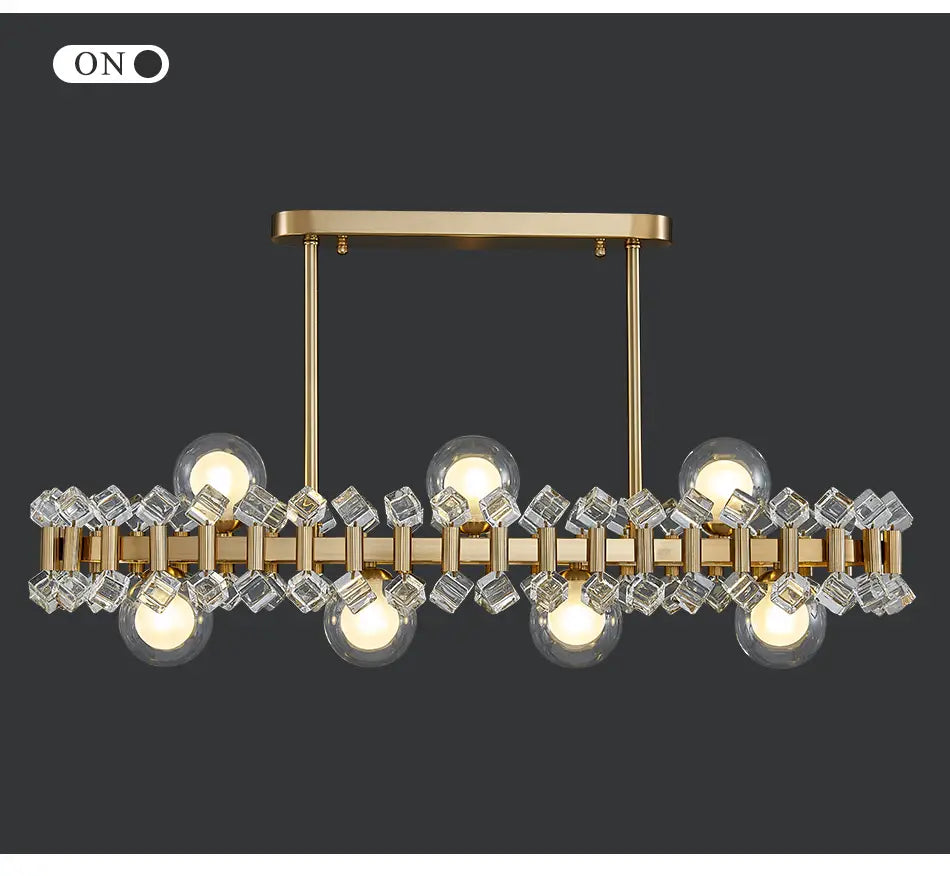 Rectangle color crystal chandelier for dining room kitchen