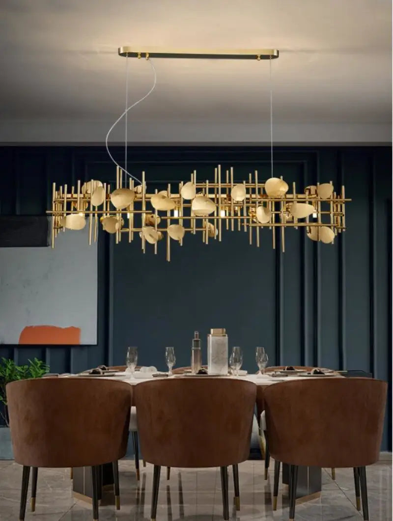 New chandelier contracted geometry long restaurant lighting