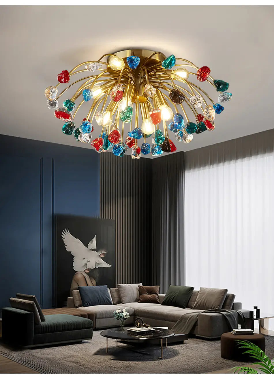 Modern Colorful Crystal Ceiling Chandeliers For Bedroom