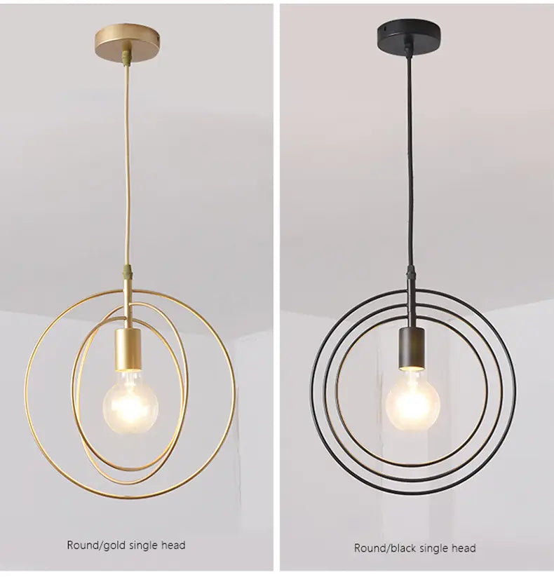 LED Pendant Lights: Golden E27 Hanging Lamp for Living Room