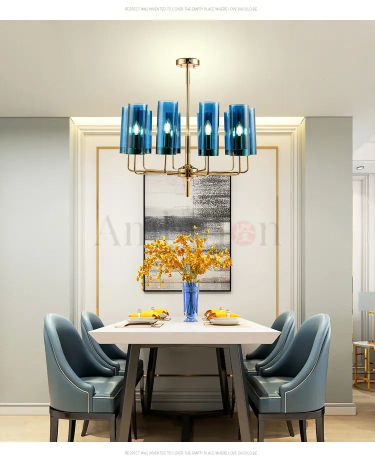 Frida - Blue Cognac Glass LED Chandeliers for Elegant Living