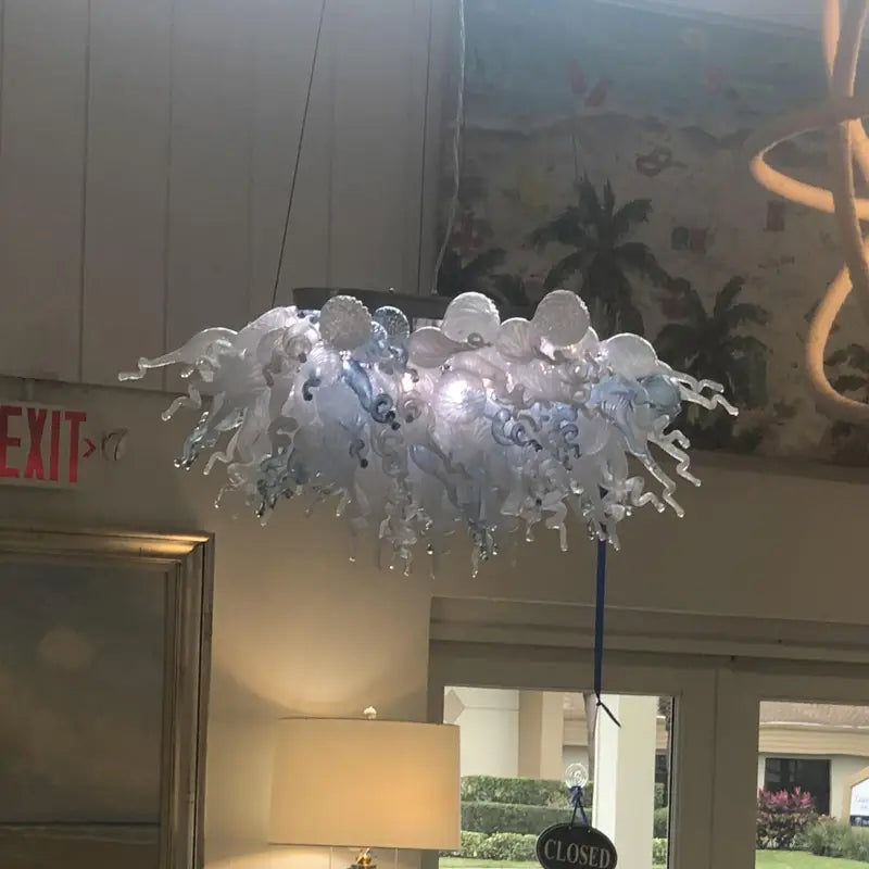 Aqua Light Fixture Designer Lamp LED Lights 100% Hand Blown