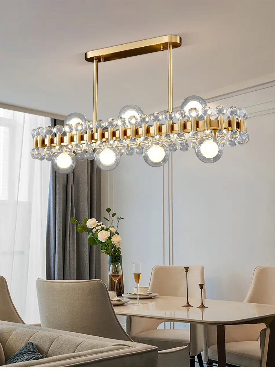 Rectangle color crystal chandelier for dining room kitchen