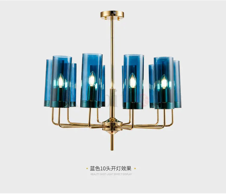 Frida - Blue Cognac Glass LED Chandeliers for Elegant Living