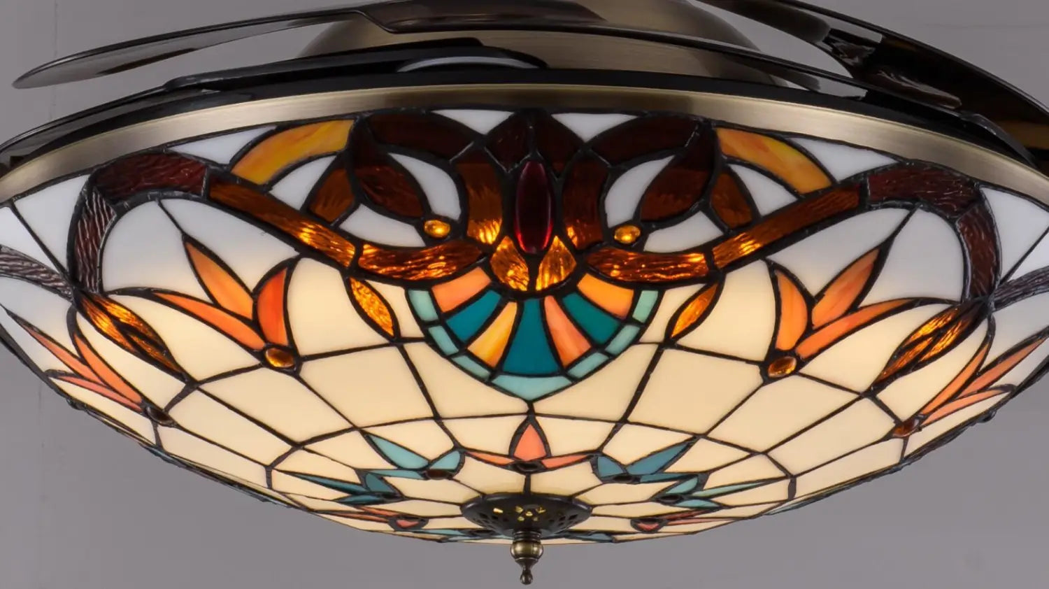 Tiffany-Style Invisible Ceiling Fan Lamp - Retro