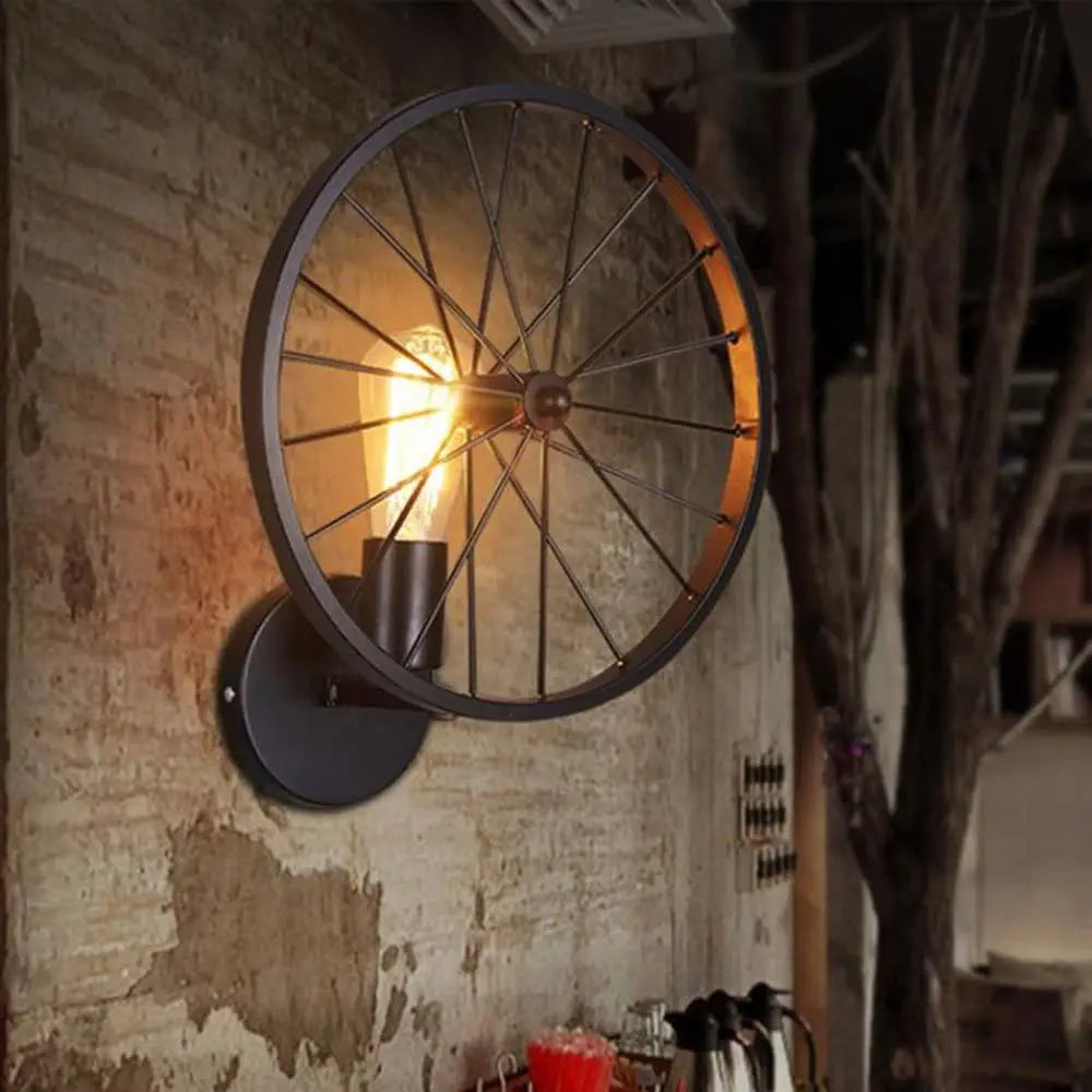 Retro Loft Vintage Wall Light Sconce Metal Wheel Industrial