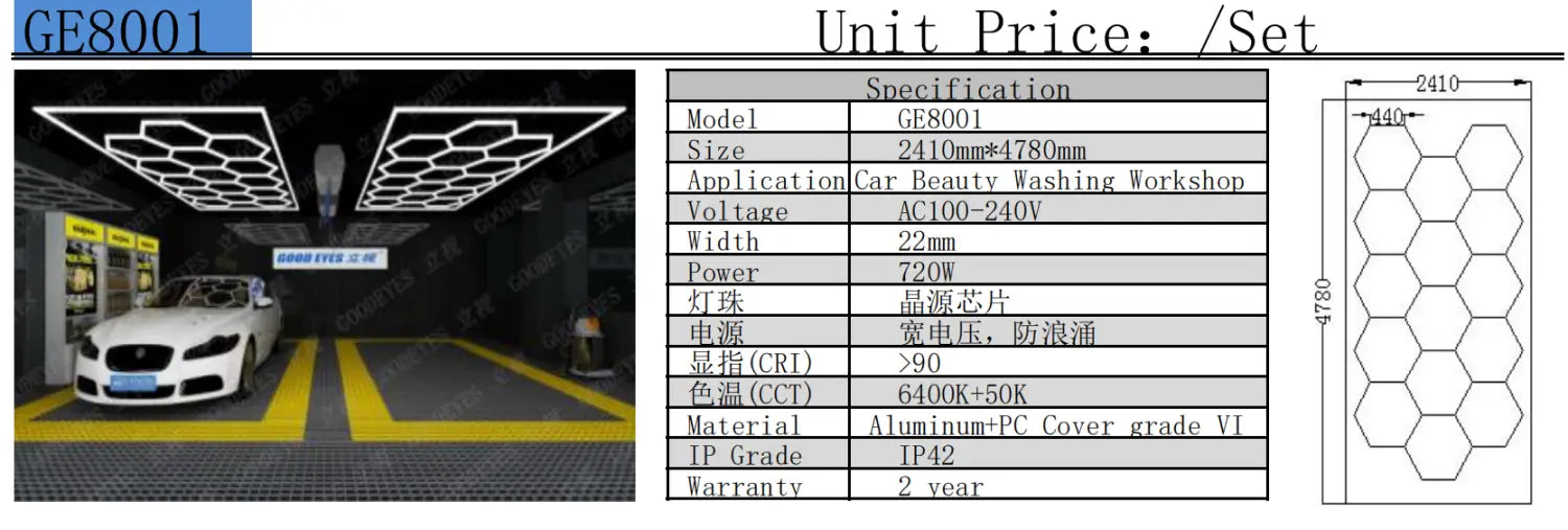 High Brightness Linkable 80mm Wide Hexagon Light for Garage