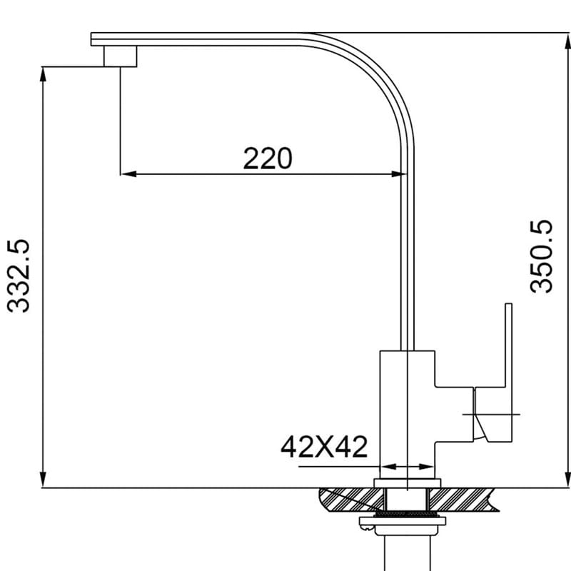 Stainless Steel Kitchen Faucet Single Square Flat Tube Hole